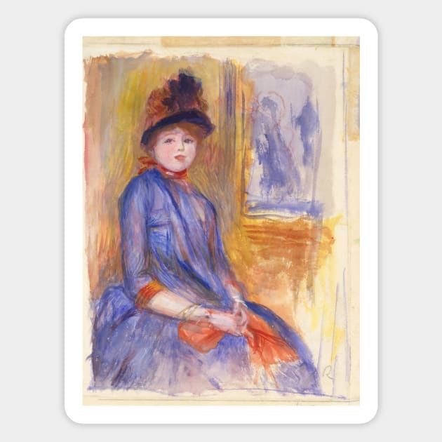 Young Girl in a Blue Dress by Auguste Renoir Magnet by Classic Art Stall